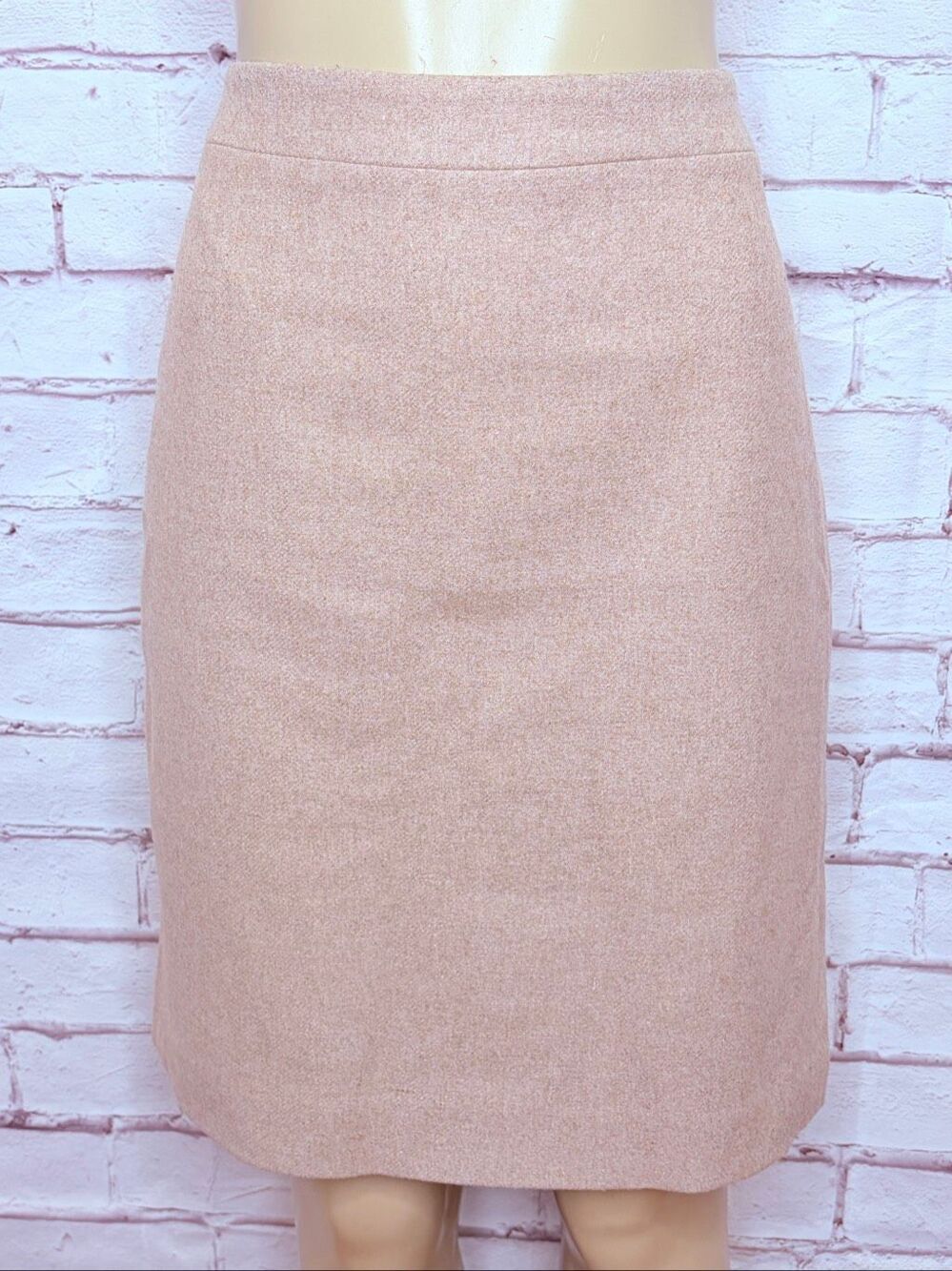J.Crew Womens Beige Wool Blend Lined Slit High-Waisted The Pencil Skirt Size 10